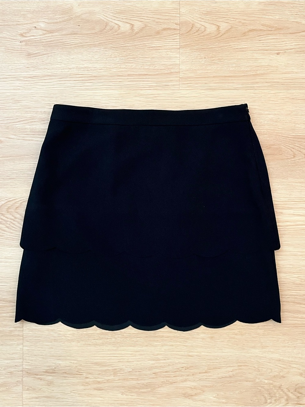 LOFT Black Scallop Edge Mini Skirt